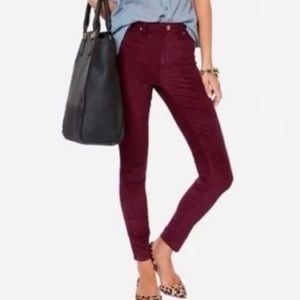 J.Crew Toothpick jeans. Beautiful maroon Corduroy. 93% cotton with stretch.